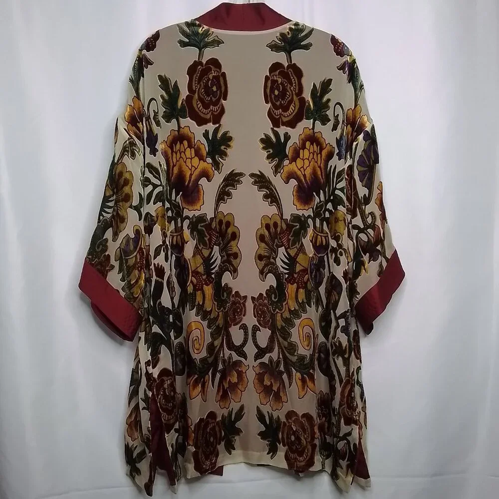 CHICO'S VELVET BURNOUT OPEN FRONT KIMONO CARDIGAN SIZE L/XL - Picture 2 of 5